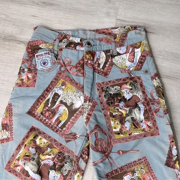 ROYAL FAKS Y2K Vintage Rare Legging Ceremonial Print Style Size 28. - Picture 2 of 12